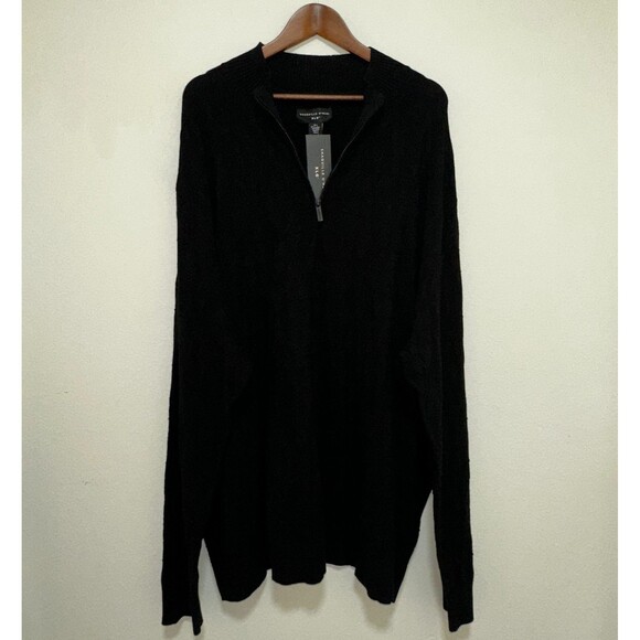 Shaquille O'Neal Mens XLG Quarter Zip Long Sleeve Black Sweater 5XLT $80 NWT - Picture 3 of 8